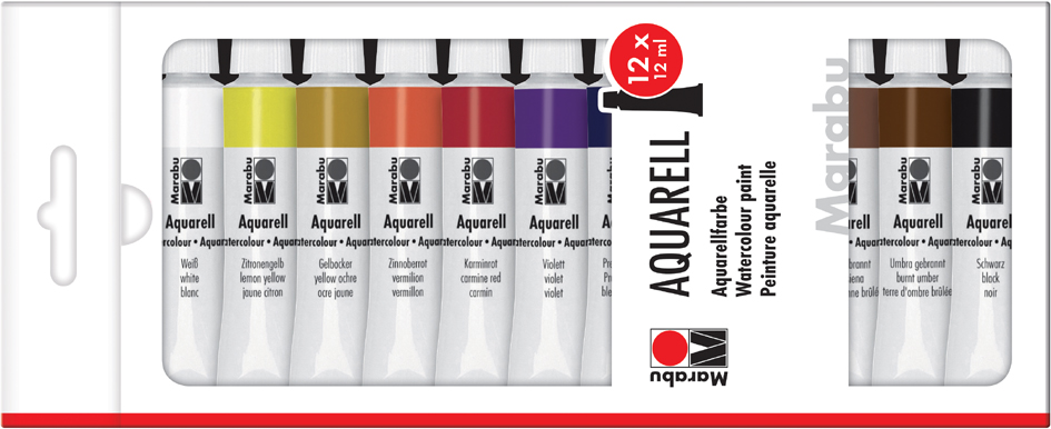 Marabu Aquarellfarbe, 12 ml, 12er-Set von Marabu