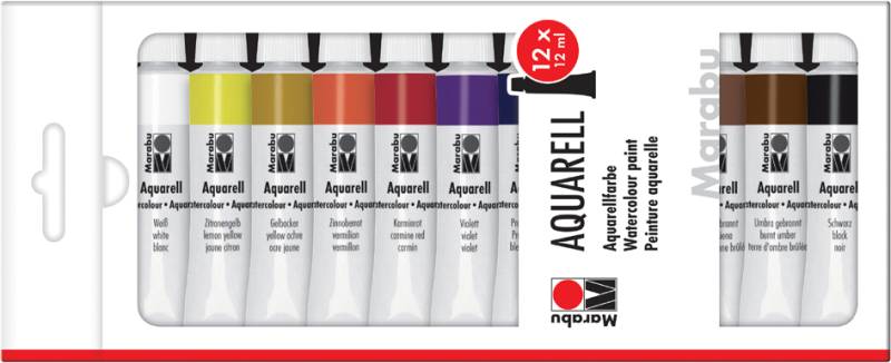 Marabu Aquarellfarbe, 12 ml, 12er-Set von Marabu