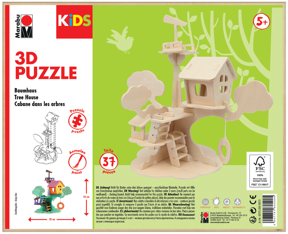 Marabu KiDS 3D Puzzle , Baumhaus, , 37 Teile von Marabu