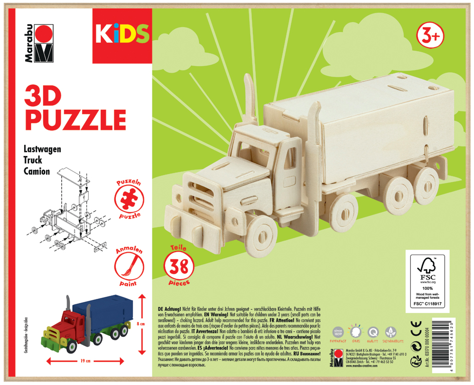 Marabu KiDS 3D Puzzle , Truck / Lastwagen, , 38 Teile von Marabu