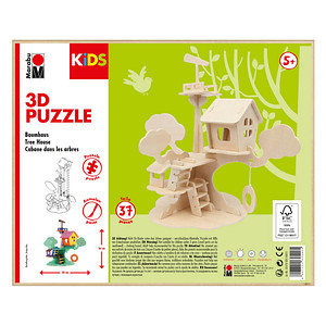 Marabu KiDS Baumhaus 3D-Puzzle, 37 (bemalbar) Teile von Marabu