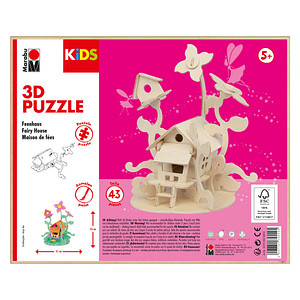 Marabu KiDS Feenhaus 3D-Puzzle, 43 (bemalbar) Teile von Marabu