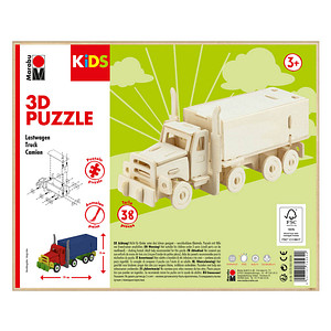 Marabu KiDS Lastwagen 3D-Puzzle, 38 (bemalbar) Teile von Marabu