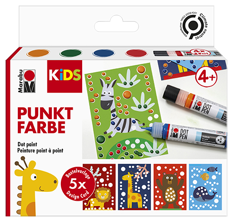 Marabu KiDS Punktfarbe Dot Pen Set , Tiere, , 4 x 25 ml von Marabu