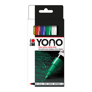Marabu YONO Acrylstifte-Set farbsortiert 0,5 - 1,5 mm, 6 St. von Marabu