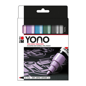 Marabu YONO PASTEL Acrylstifte-Set farbsortiert 1,5 - 3,0 mm, 6 St. von Marabu