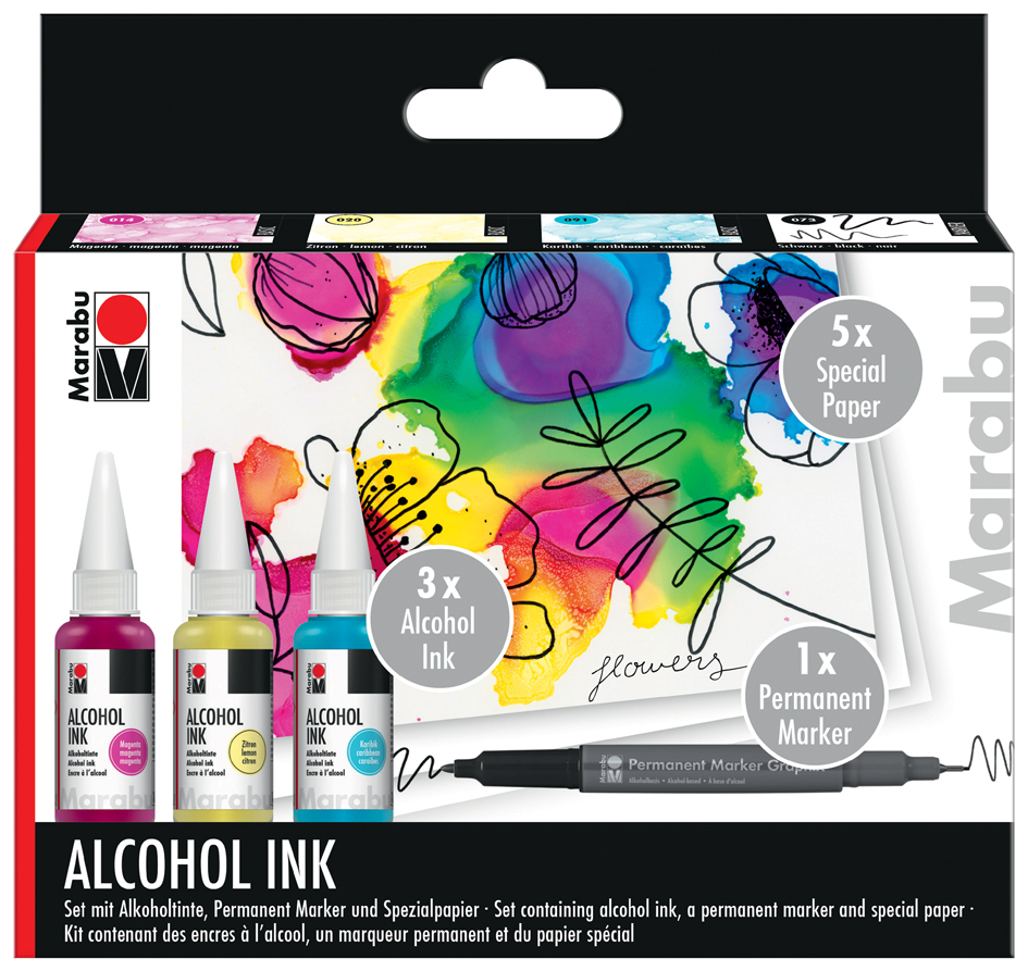 Marabu permanente Tinte Alcohol Ink-Set FLOWERS von Marabu