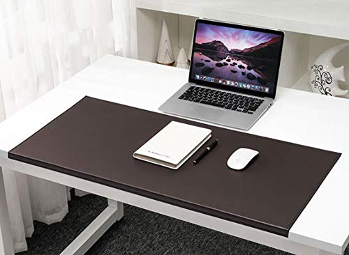 Schreibtischunterlage Schreibunterlage Leder Kantenschutz: 80x48cm PU-Leder abgewinkelt Auflage schwarz rutschfest für Büro und Zuhause Kaffee von Maran