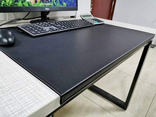 Schreibtischunterlage mit Kantenschutz sanft Luxus Leder,70x40cm Schwarz mit Kantenverriegelung Mausunterlage für Computertastatur, PC und Laptop von Maran