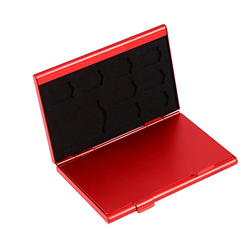 12-Fach Aluminium-Aufbewahrungsbox-Gehäuse für Micro-SD-Karte und TF-Karten-Speicherkartenhalter, 3,66 "x 2,36" x 0,39 "(rot) von Maranon