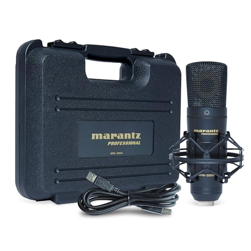 Marantz Professional MPM-2000U - Großmembran USB Mikrofon für Computeraufnahmen, Podcast und Gaming mit Mikrofonspinne, USB Kabel und Tasche enthalten von Marantz