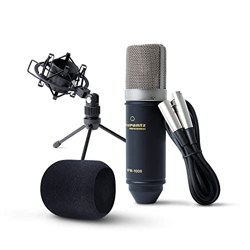 Marantz Professional MPM1000 - XLR Kondensatormikrofon mit Pop Schutz Filter, Shockmount, Tripod Ständer, XLR Kabel für Home Office oder Studio von Marantz