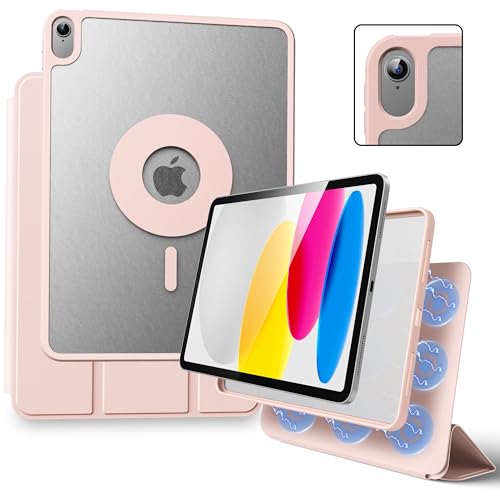 Marasone Schutzhülle für iPad der 10. Generation, 27,7 cm (10,9 Zoll), doppellagig, magnetisch, mit mehreren Winkeln und Stift-Ladeunterstützung, Premium-PU-Leder, Rosa von Marasone