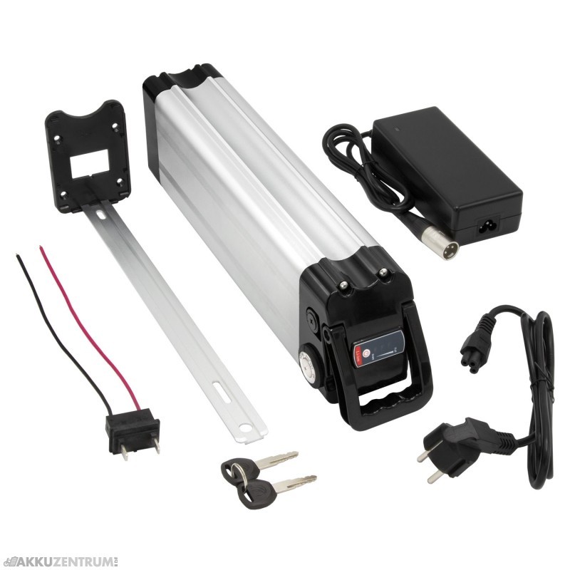 E-Bike Akku Maratron "Silver Fish" XH370 – 37V / 12Ah – silber – mit Halter und Ladegerät - Sattelrohr E-Bike Akku Maratron "Silver Fish" XH370 – 37V / 12Ah – silber – mit Halter und Ladegerät - Sattelrohr von Maratron