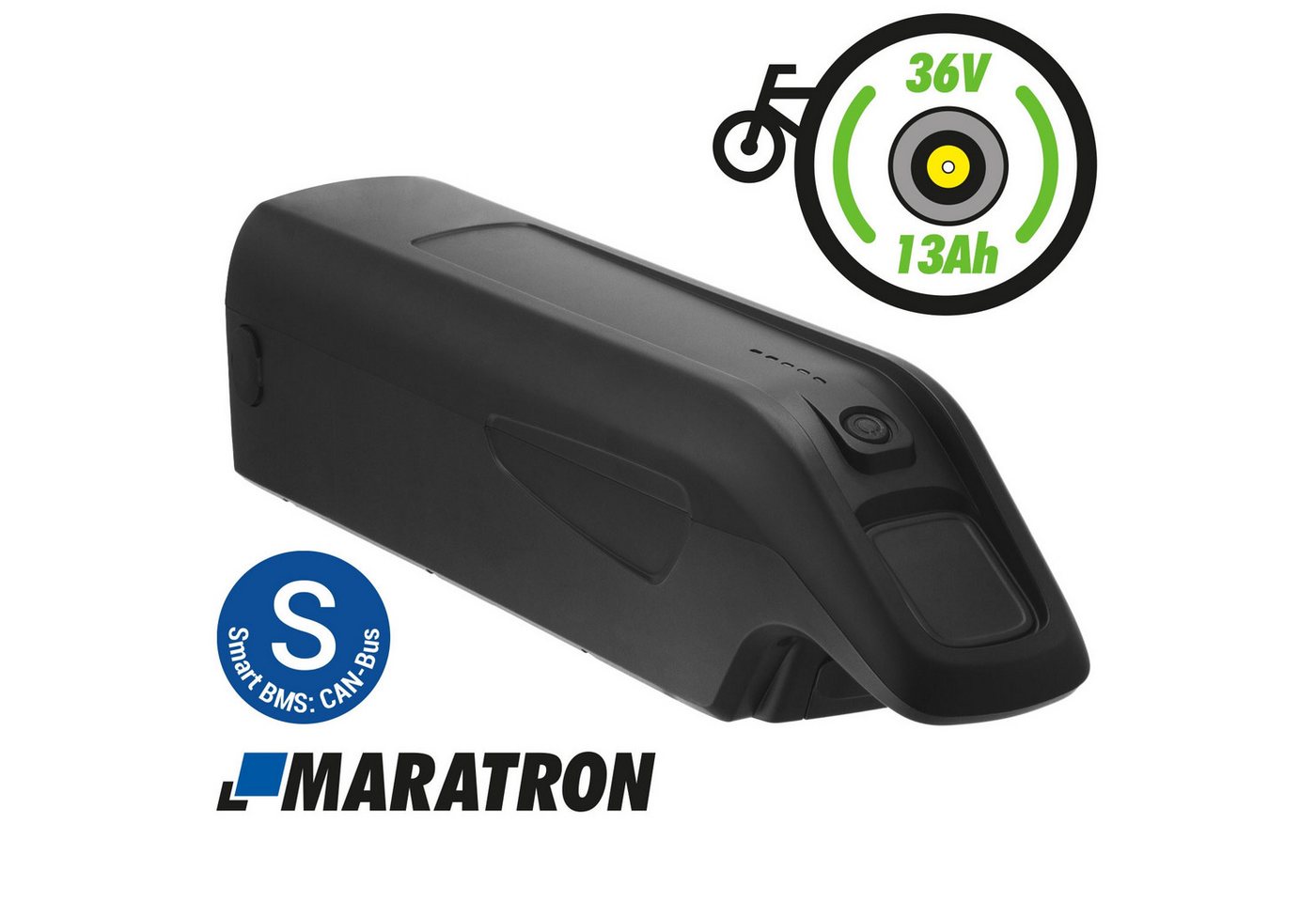 Maratron Ersatz- E-Bike Akku 12,8Ah (1 St), CAN-BUS für AEG Downtube E-Bikes von Prophete - 12,8Ah (ZZ131) von Maratron