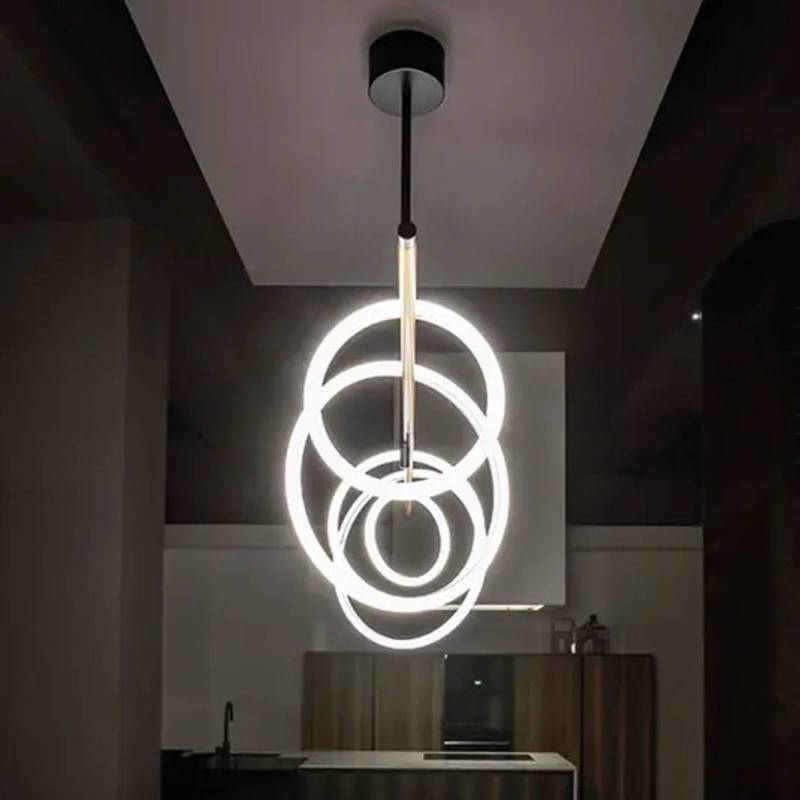 LED-Hängeleuchte Ulaop, fünf Ringe, weiß von Marchetti