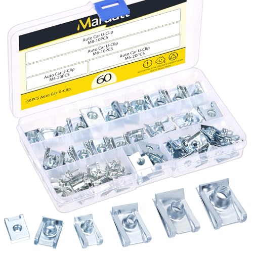 Mardatt 60 Stk M4 M5 M6 M8 Blechmuttern Sortiment, Gewinde Clip Mutter Set U-Typ Blechmuttern Schnappmutter für Armaturenbrett Türverkleidung Innen, Kohlenstoffstahl verzinkt Mardatt 60 Stk M4 M5 M6 M8 Blechmuttern Sortiment, Gewinde Clip Mutter Set U-Typ Blechmuttern Schnappmutter für Armaturenbrett Türverkleidung Innen, Kohlenstoffstahl verzinkt von Mardatt