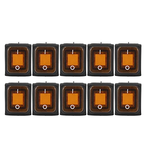 10Pcs 2 Positions-Wipp Schalter, 4 Pins Kippschalter-Aus-Rocker-Schalter 30A AC 125V 250V mit LED-Licht für Boot Home Car Modification (Orange) von Marhynchus