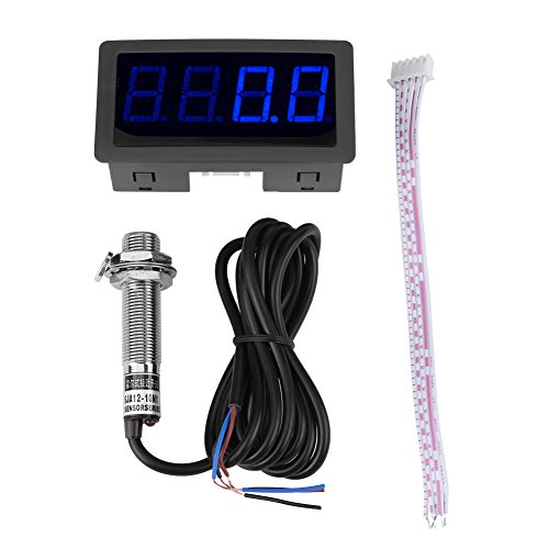 4 Digitaler Roter/blauer,Elektronisches Bauteil andere Sensoren Elektronisches Bauteil andere Sensoren Tachometer + Hall-Näherungsschaltersensor NPN,LED-Tachometer-Drehzahlmesser(Blau) von Marhynchus