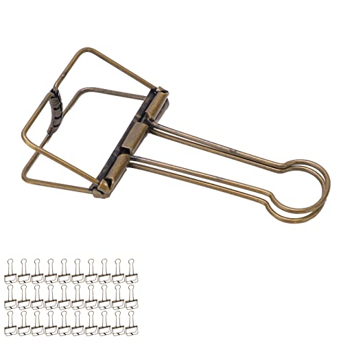 Kleine Bindemittel Clips 2 Zoll Hohlaus Starkes Klemme für Papierkarten 30pcs Metallbindemittel Clips (antike Bronze) von Marhynchus