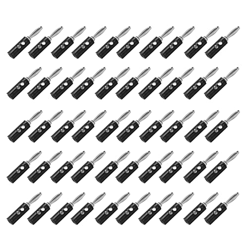 Marhynchus Mehrzweck -Bananen -Steckeranschluss, Niedriger Transmissionssignalverlust für Solarzellen, 50 Stecker (BLACK) von Marhynchus