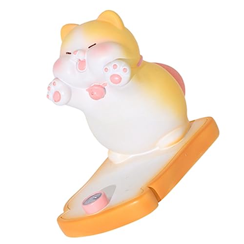 Marhynchus Mini Animal Smartphone Schreibtischhalter Süßer Katzenhandy -Ständer für Schlafzimmer Büroharzmaterial (Rote Katze) von Marhynchus