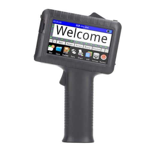 Mini-Tintenstrahldrucker, Hand-Tintenstrahldrucker, HD-LED-Touchscreen, Handdrucker, Unterstützt Verschiedene Schriftarten, Mehrsprachig, für Tintenstrahl-Tintenpatronen von Marhynchus