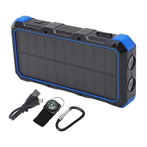 Tragbare Solarpanel Solar Ladegerät Power Bank 36800MAH Wireless Ladegeladen Tragbares Solarpanel mit 3 USB -Ausgängen LED -Licht für Camping -Notfall Im Freien (Blue) von Marhynchus