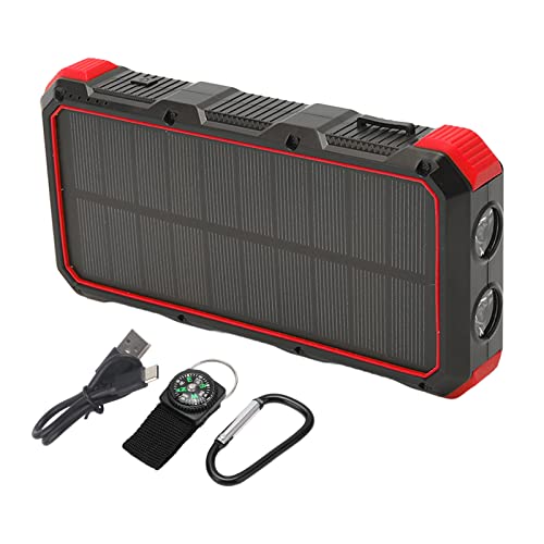 Tragbare Solarpanel Solar Ladegerät Power Bank 36800MAH Wireless Ladegeladen Tragbares Solarpanel mit 3 USB -Ausgängen LED -Licht für Camping -Notfall Im Freien (Rot) von Marhynchus