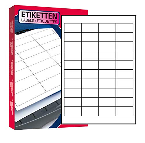 10 Blatt Drucker Universal Etiketten 48,5 x 25,4 mm Namensschild Selbstklebend DIN A4 (400 St. Etiketten) Adressetiketten Laser Copy Inkjet Hinweisschilder von Mari-Medienverpackungen