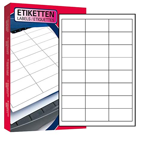 10 Blatt Drucker Universal Etiketten 64,6 x 33,8 mm Namensschild Selbstklebend DIN A4 (240 St. Etiketten) Adressetiketten Laser Copy Inkjet Hinweisschilder von Mari-Medienverpackungen