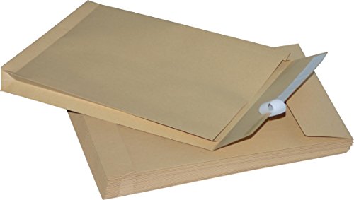 10 Stück Faltentaschen 250x353x40 mm B4 braun haftklebend ohne Fenster Versandtaschen Umschläge Briefumschläge von Mari-Medienverpackungen