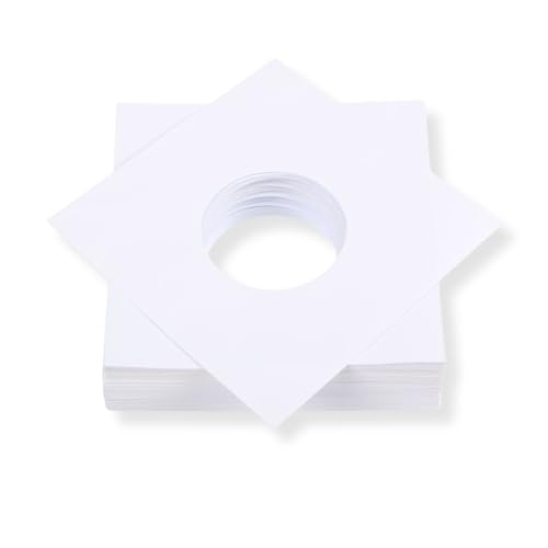 100 St. Single 7“ Deluxe Innenhüllen 180x180 mm reinweiß für Vinyl Schallplatten ungefüttert 90 gr Papier mit Innenloch von Mari-Medienverpackungen