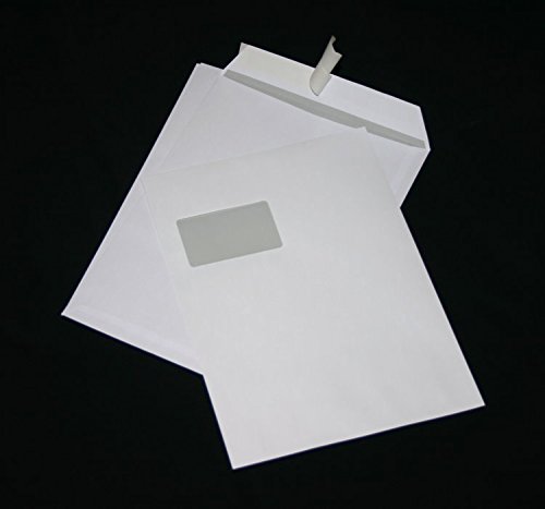 100 Stück Versandtaschen Briefumschläge C4 A4 weiß haftklebend mit Fenster 229x324 mm HK von Mari-Medienverpackungen