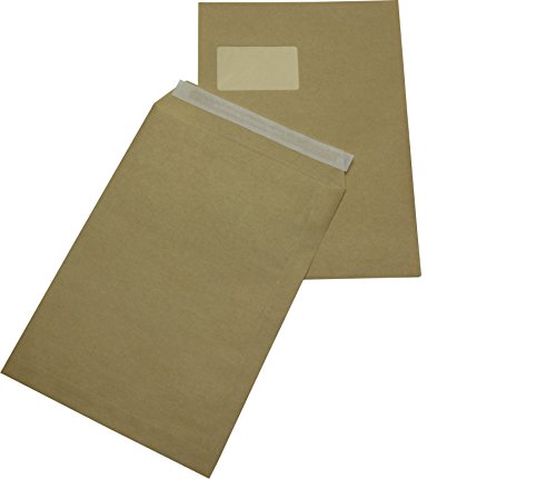 1000 St. Versandtaschen Briefumschläge C4 A4 braun haftklebend mit Fenster 229x324 mm HK von Mari-Medienverpackungen