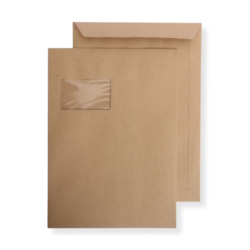 200 St. Versandtaschen extra stark 120 gr. DIN A4 C4 braun mit Fenster Kuvert Haftklebend Briefumschläge HK von Mari-Medienverpackungen