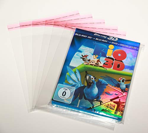 300 St. Folienhüllen für 15 mm Blu-ray Box inkl. Pappschuber wiederverschließbar glasklar von Mari-Medienverpackungen
