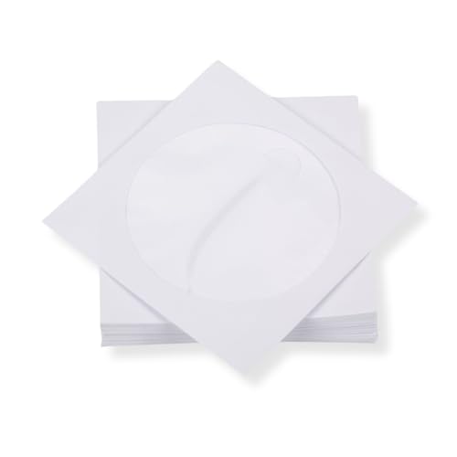 50 St. Deluxe Papier CD/DVD/Blu-ray Hüllen mit Fenster und Klappe 90 gr. Papier 125x125 mm von Mari-Medienverpackungen
