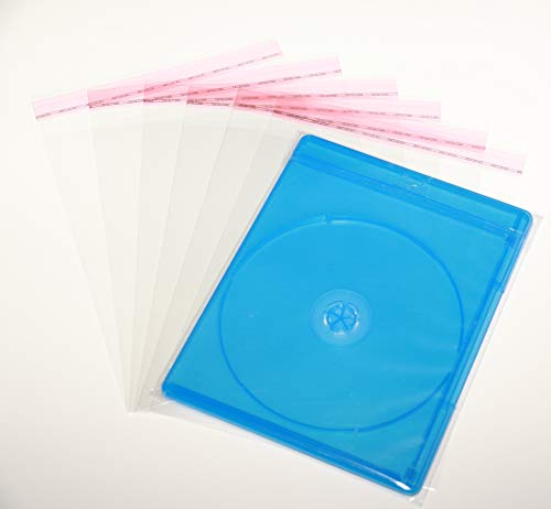 500 St. Schutzhüllen für 6 mm Blu-ray Box, glasklar, verschließbar mit Klappe und Adhäsionsverschluss 143 x 174 mm + 32 mm von Mari-Medienverpackungen