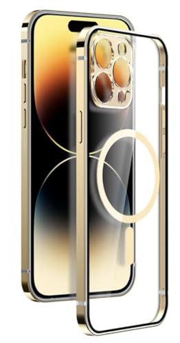MarieLou Berlin Antigelb Edelstahlrahmen Metall Optik Hülle | iPhone 12 | 12 Pro | 12 Pro Max | Kompatibel mit Apple MagSafe Zubehör | Hard Case (12 Pro Max, Gold) von MarieLou