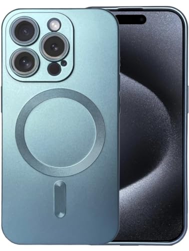 MarieLou Berlin I iPhone 15 I Plus I Pro I Max I Metallic Effekt Hülle I Kameraschutz I Flexibles TPU-Gel I Antigelb I kompatibel mit Apple MagSafe (Hellblau, 15 Pro Max) von MarieLou