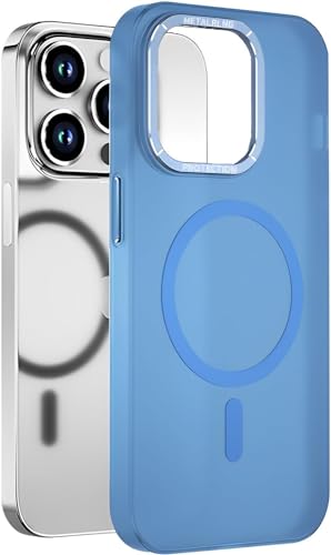 MarieLou Berlin Ultra-Slim Antigelb Hülle | für iPhone 14 | 14 Plus | 14 Pro I 14 Pro Max | Kompatibel mit Apple MagSafe Zubehör I Frosted Matt (Blau, 14 Pro) von MarieLou