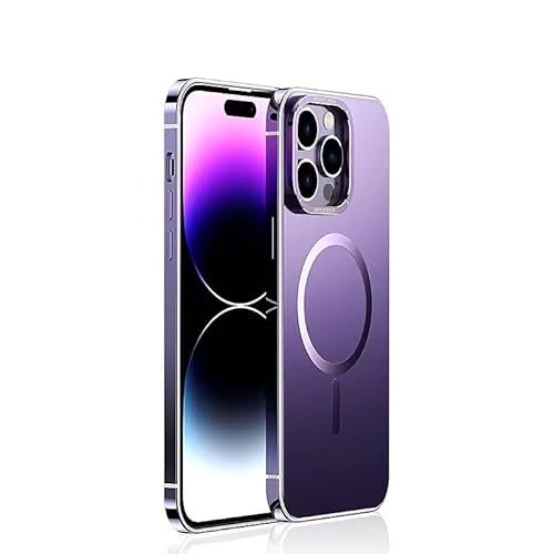 MarieLou Berlin | iPhone 14 I I Pro I Max | Antigelb Metall Optik Hülle | Kompatibel für Apple Mag Safe Zubehör | Hard Case (Lila, 14 Pro Max) von MarieLou