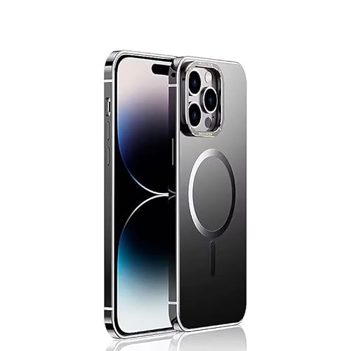 MarieLou Berlin | iPhone 14 I I Pro I Max | Antigelb Metall Optik Hülle | Mag | Magnetisch | Safe | Hard Case (Schwarz, 14 Pro Max) von MarieLou