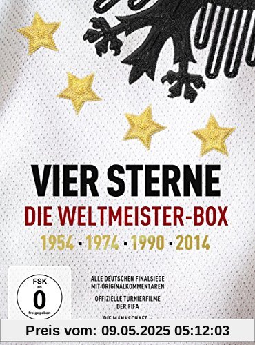 Vier Sterne - Die Weltmeister-Box - 1954 1974 1990 2014 / Alle deutschen Finalsiege mit Originalkommentaren von ARD und ZDF + Die offiziellen Turnierfilme der FIFA + Die Mannschaft (5 DVDs) von Mario Morra