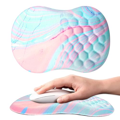Mauspad Mit Handauflage, Ergonomisches Mousepad,Handballenauflage Mousepad,Mit Massage-Design,Memory-Schaum Und Rutschfester Pu-Unterseite, Für Computer Und Laptop (Pink) von Marjoramy