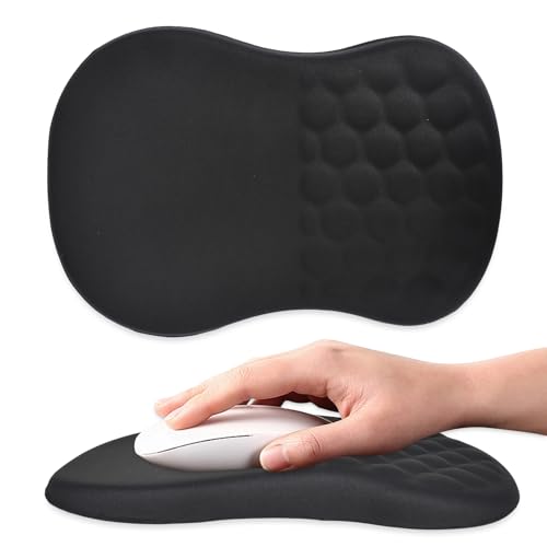 Mauspad Mit Handauflage, Ergonomisches Mousepad,Handballenauflage Mousepad,Mit Massage-Design,Memory-Schaum Und Rutschfester Pu-Unterseite, Für Computer Und Laptop (Schwarz) von Marjoramy