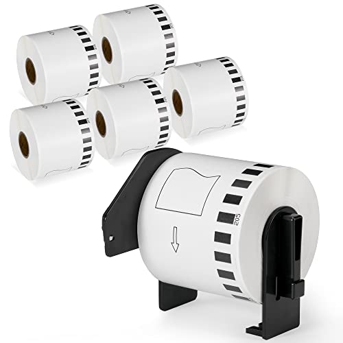 6x kompatibel Brother DK-22205 Etikettenrollen Adressen Papier Endlosetiketten 62mm x 30,48m Etiketten für Brother QL-700,800,820NWB,810W,710W,1050,500, 550, 570, 650TD, Schwarz auf Weiß von MarkField