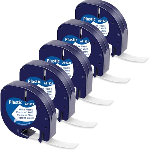 MarkField kompatible für Dymo Letratag Etikettenband 12mm x 4m, kompatible Dymo Etikettenband Kunststoff White Schriftband Funktioniert für Dymo Letratag LT-100H XR LT-100T 200B, Schwarz auf Weiß von MarkField
