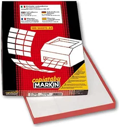 Markin C578 selbstklebendes Etikett, weiß, rechteckig, permanent, 800 Stück – selbstklebende Etiketten (Weiß, Rechteck, Permanent, A4, Zellulose, 70 g/m²) von MarkIn